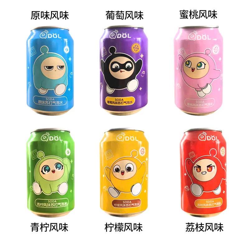 蛋仔派对 X QDOL 混合口味气泡水六罐组合装 330ml